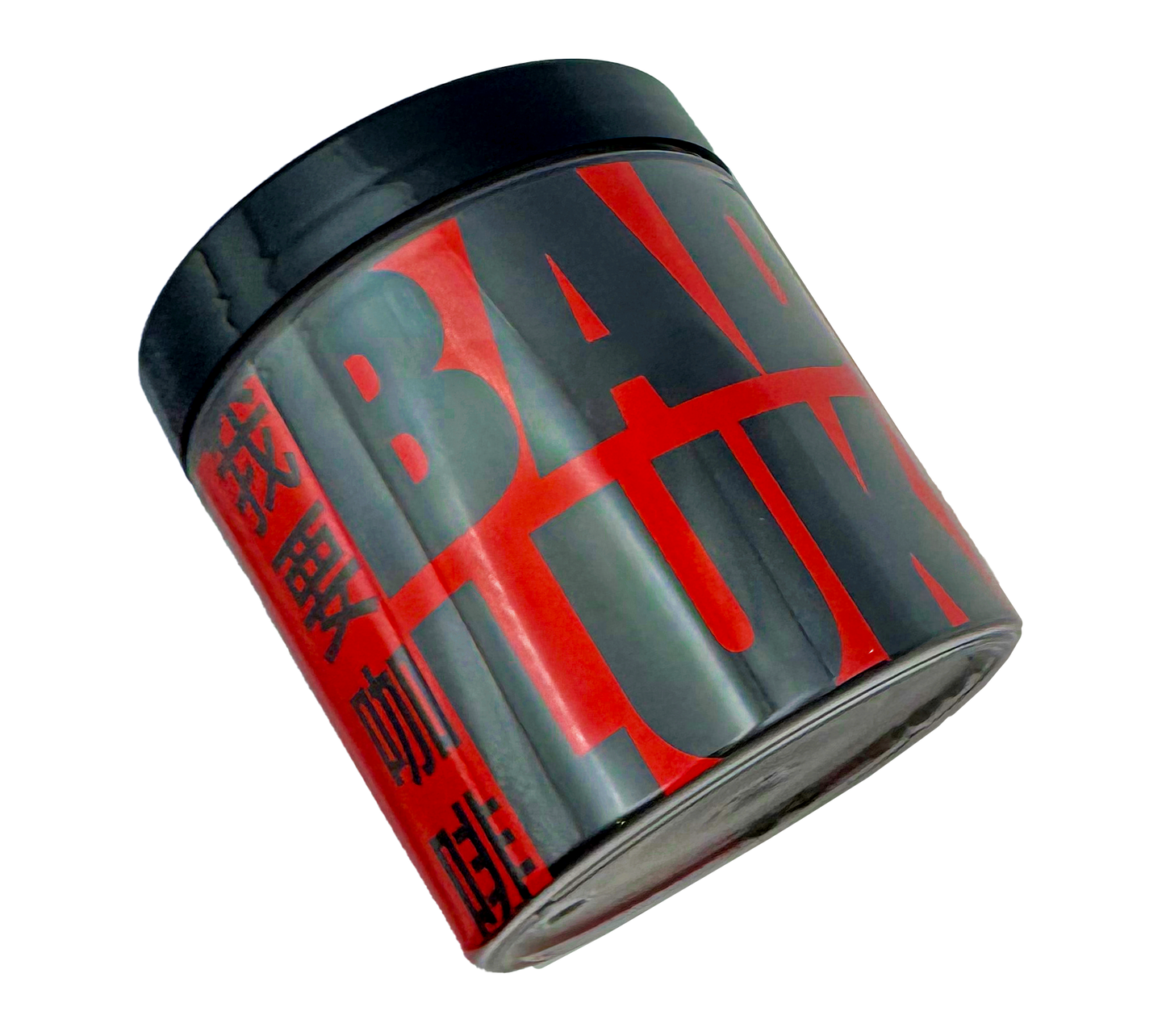 A container of Bad Luk coffee beans with red and black labeling on a transparent background.